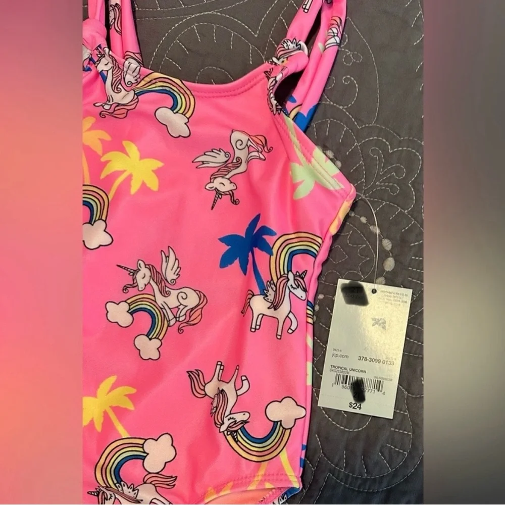 Okie Dokie Toddler Girls Tropical Unicorn One Piece Swimsuit NWT Size 3T